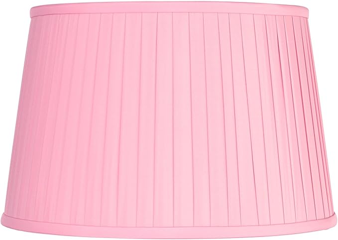 14" Top x 17" Bottom x 11" High x 11" Slant Lamp Shade Replacement Large Bright Pink Empire Round Modern Fabric Pleated Spider Harp Finial - Springcrest