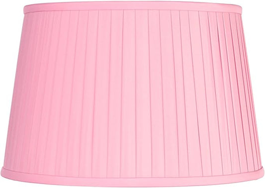 14" Top x 17" Bottom x 11" High x 11" Slant Lamp Shade Replacement Large Bright Pink Empire Round Modern Fabric Pleated Spider Harp Finial - Springcrest