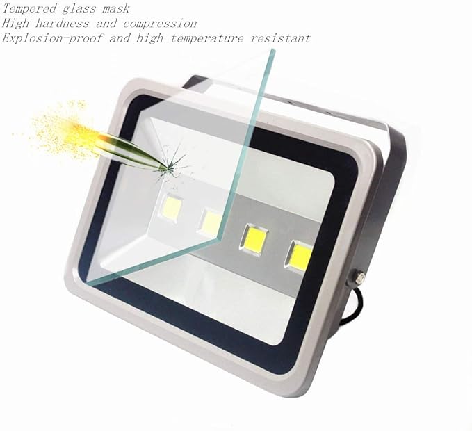 Jiuding LED Flood Light 200W Outdoor Waterproof Super Bright 6000K White Light, Equivalent to 2000W Halogen lamp for Garage Lighting, Terrace Lighting, Playground Lighting 5000 Hours of Life