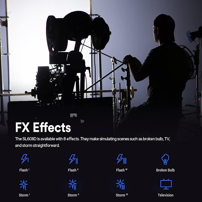 Godox SL60IID LED Video Light, 70W Bowens Mount LED Modeling Lamp,APP Control,5600±200K,Flexible Angle, 8 FX Effects Strobe Light Photography Lamp for Video Recording Wedding Outdoor Shooting