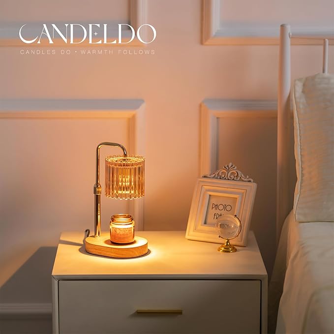 Candle Warmer Lamp with Timer: Gold Candle Warming Lamp Height Adjustable Wax Melt Warmer Dimmable Modern Farmhouse New Home Bedroom Decor Mothers Day Housewarming Gift for Women