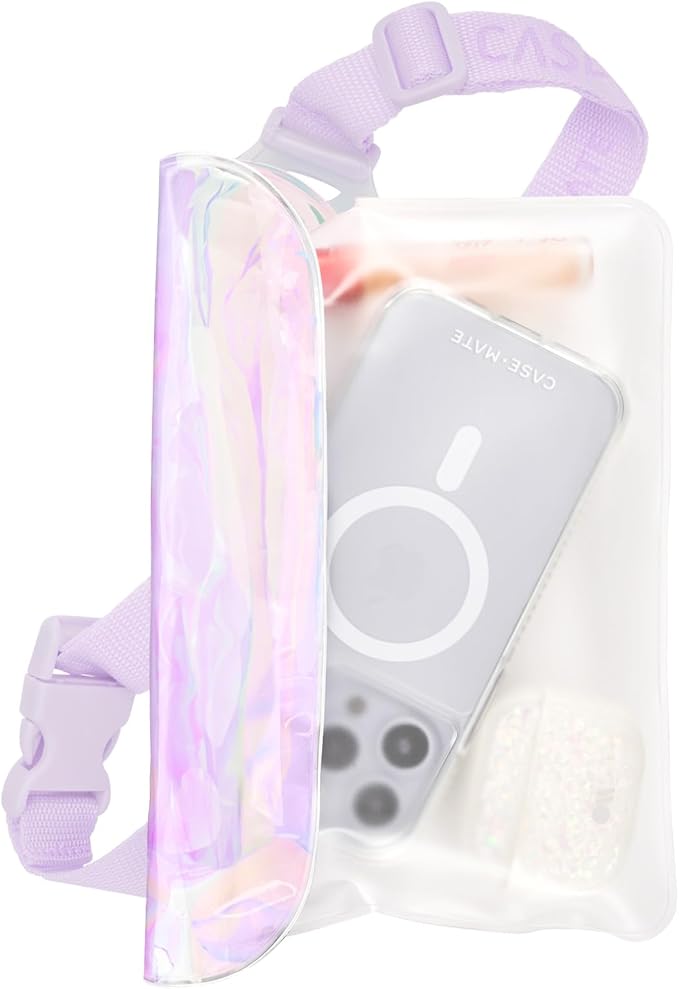 Case-Mate Soap Bubble IP68 Waterproof Phone Pouch/Case with Triple Seal Protection, Adjustable Strap - Waterproof Fanny Pack for iPhone 17 Pro Max/iPhone 16 Pro Max/15/14/S25/S24/Pixel 10 - Iridescent