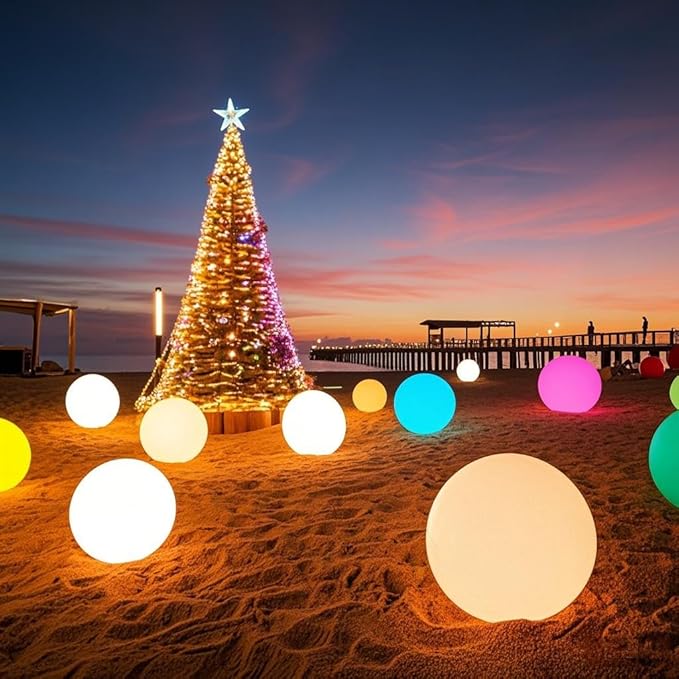 50CM/20-inch Large LED Globe Orb Light, Rechargeable LED Ball Light, Dimmable 16 RGB Colors Globe Floor Lamp w/Remote, Indoor/Outdoor Waterproof Glowing Orb Mood Lamp for Home Garden Patio Party