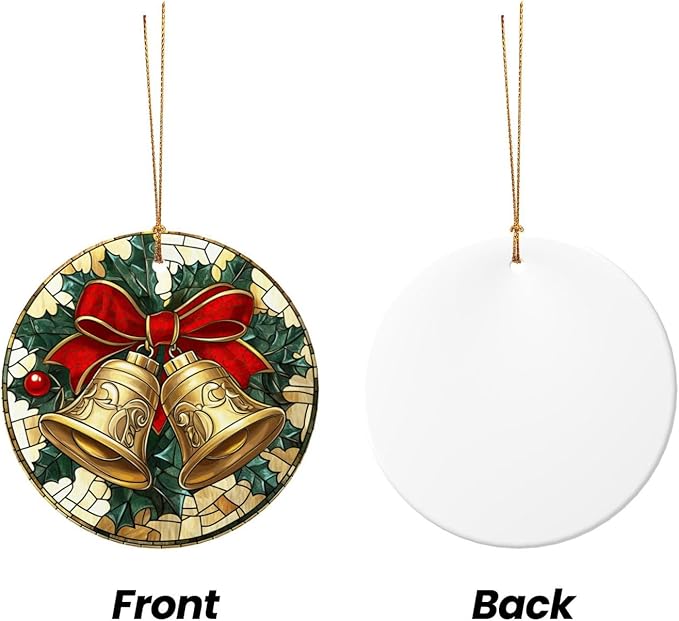 Christmas Bells Christmas Ornaments, Christmas Decorations Xmas Tree Hanging Ornaments, Round Ceramic Festive Keepsake Gift for Xmas Decorations Holiday Home Decor