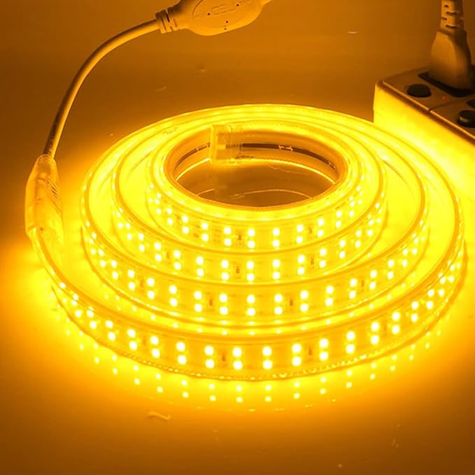 SUYOOULIN LED Strip Lights, High Voltage AC110V-130V 13ft/4m Super Bright 16000LM Waterpoof IP68 2835 180 LEDs/m LED Light Strips for Home Garden Outdoor Decoration(Golden)