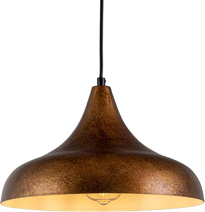 Lingkai 12.6" Farmhouse Pendant Light, Rustic Vintage Hanging Light Fixture Ceiling Mount Lamp for Kitchen Island Dining Room
