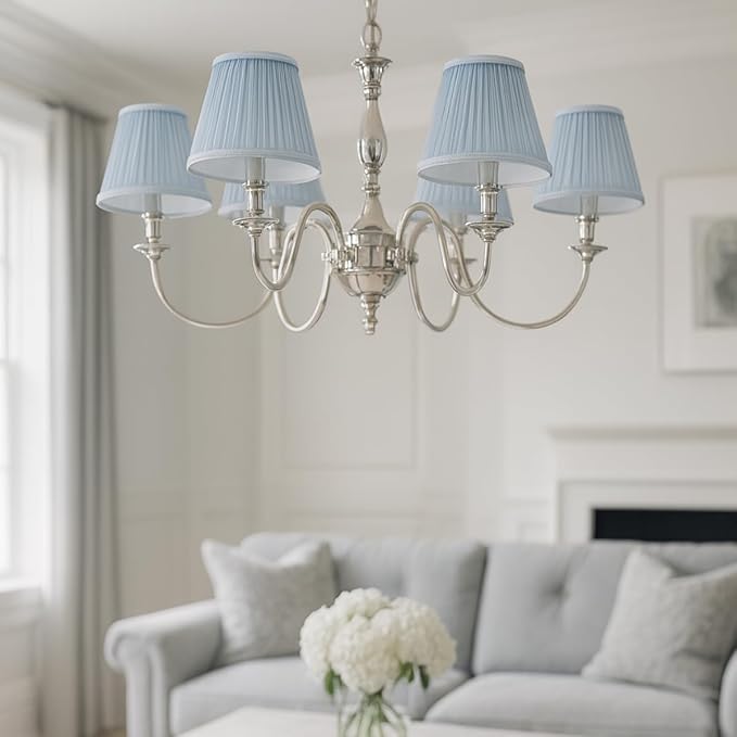 Royal Designs, Inc. CS-1057-5BLU Designer Mushroom Pleat Empire Chandelier Lamp Shade, 3 x 5 x 4.5, Blue