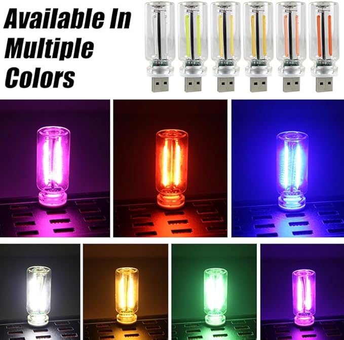 2 PCS Car Lights Interior, Plug-in Retro Car Atmosphere Lamp with Touch Dimmable, Portable Mini Glass Bottle LED Bulb Night Lights for Vehicle Hallway Camping Halloween Decoration (purple)