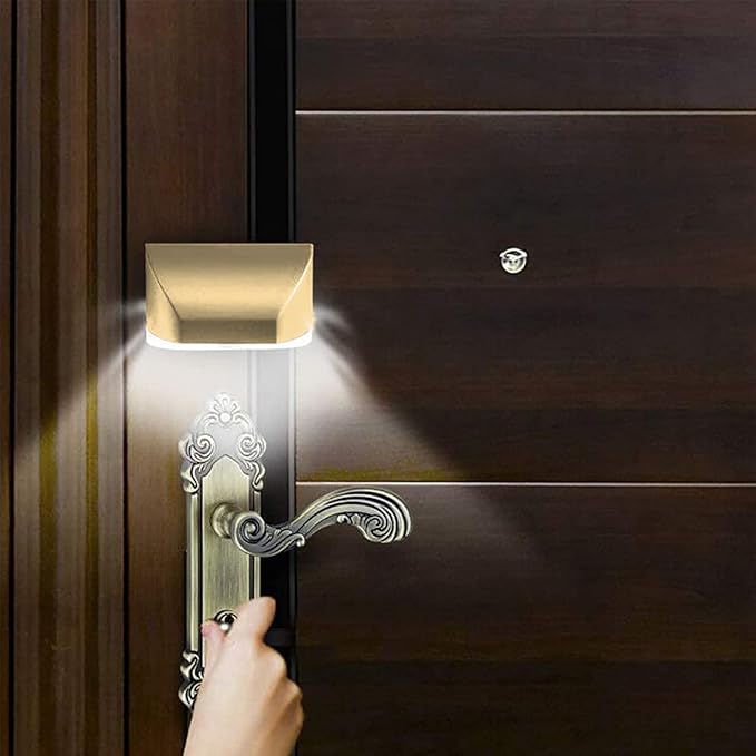 LED Intelligent Keyhole Light Lamp Door Lock Sensor Lamp - Battery Operated Auto Sensor Motion Detector with 4 LED for Key Hole/Door Lock (Gold)