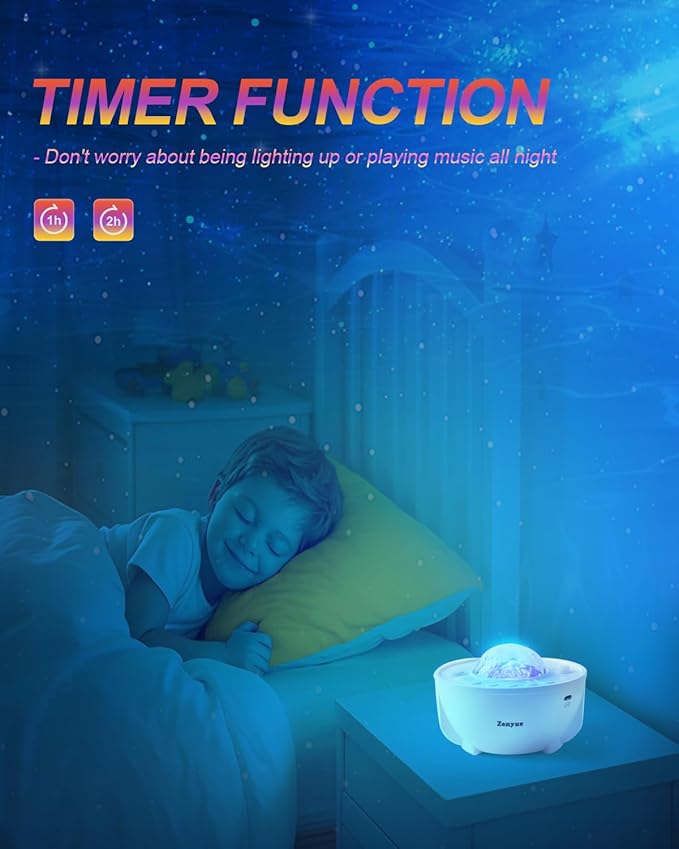 Galaxy Projector Star Projector with Bluetooth Speaker, 360° Rotating Starry Night Light for Bedroom, LED Nebula Cloud for Kids Adults, Mood Lighting for Home Theater, Party, Relaxation(ZY-01)