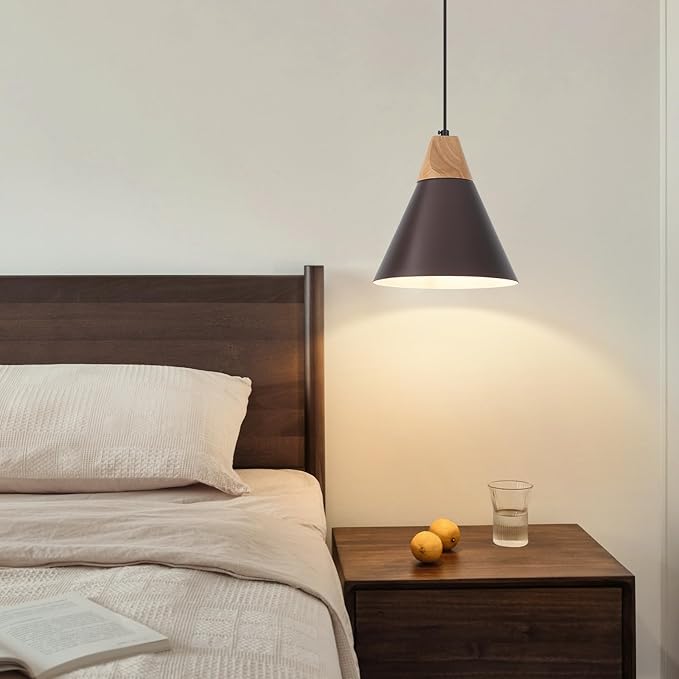 Farmhouse Pendant Light, Brown Pendant Light 2 Packs 9.4inch, Kitchen Pendant Lights, Pendant Lights Kitchen Island for Kitchen, Bedroom, Bar