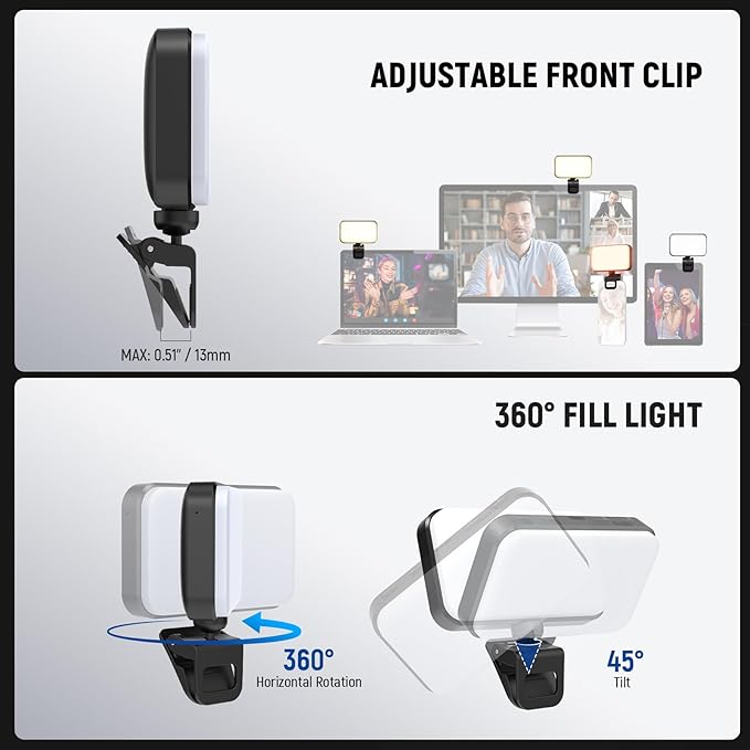 NEEWER Entry Level Version LED RGB Selfie Light, 91 LEDs Plastic Clip on Phone Fill Lighting for iPhone, 20 Effects CRI92 1000mAh, for Computer Webcam Laptop Zoom Video Conference Recording, N6C