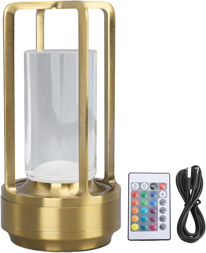 Generic Cordless , 16 Colours Rechargeable Crystal Lantern Lamp, Crystal Lantern, LED Lamp with Touch Control and Remote for Tables, Living Rooms, Offices (Gold), Genericzdbp7wqx0r-13