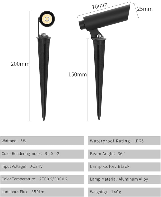 Outdoor Landscape Lighting, Mini Size Low Voltage LED Spotlight(3000K), IP65 Waterproof, with Quick Installation Accessories, for House Patio Garden Fence Tree Yard Plant Lawn Flags Use