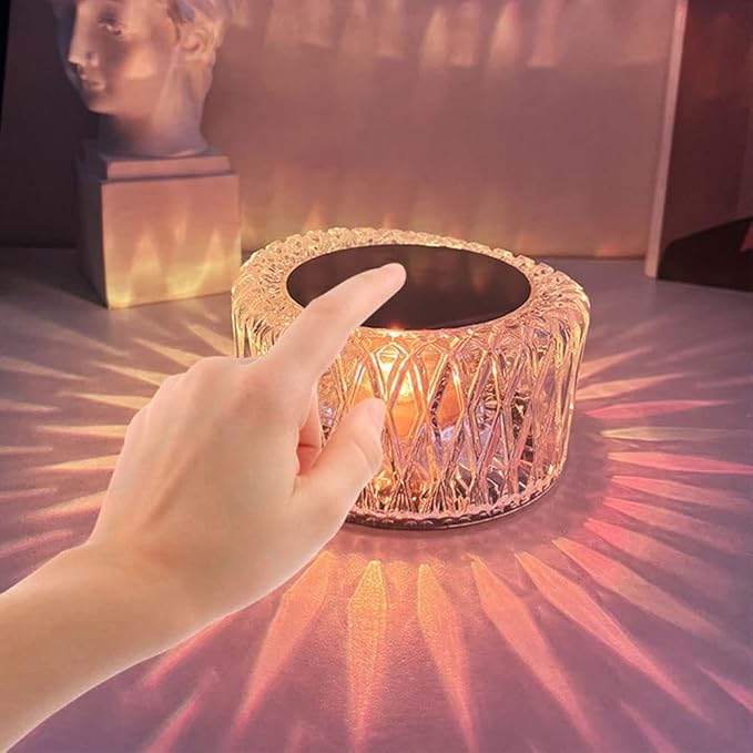 Crystal Lamp, Crystal Table Lamp Rose Crystal Lamp USB Diamond Table Lamp 16 Color Changing Touch Crystal Lamp (A)