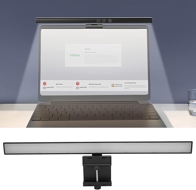 Computer Monitor Lamp, E Reading No Screen Glare or Flicker Monitor USB Powered Monitor Light Bar, Space Saving Eye Caring Task Light with Timing and Color Temperature Adjustment