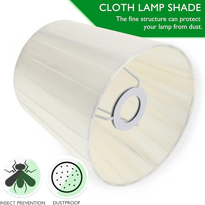 Vintage Decor Modern Lampshade Cloth Lamp Shade, Pleated Lamp Cover Clip on Lampshade Table Lamp Chandelier Shades for Home (Beige) Ceiling Light Shade Lamp Shades
