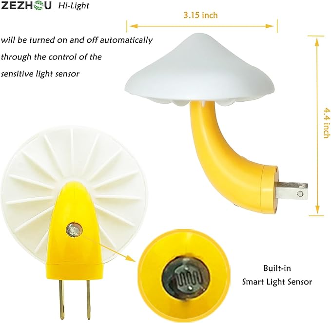 Night Lights Plug into Wall - Sensor LED Mushroom Light, Magic 7 Color Changing Cute Dream Bed Mushroom Lamp for Kids Adults Pets, Living Room Bedroom Kitchen, Bathroom Toilet, Stair Hallway Corridor