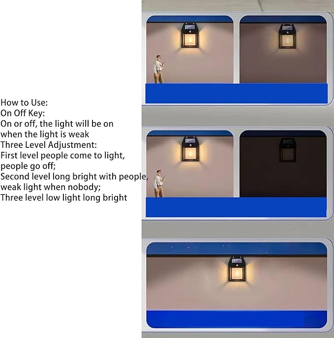 Solar Wall Lights, Sensor Interaction Lamp IP65 Exterior Lighting Fixtures for Patio Fence Garage (Black)