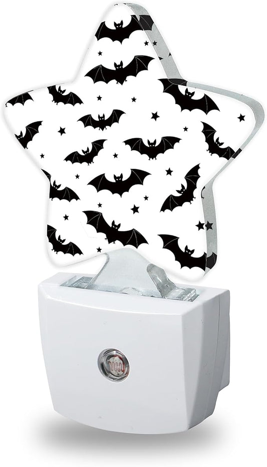 Black Bat Night Light for Kids,Gothic Night Lights Plug Into Wall, Lightweight Dusk to Dawn Light Sensor Warm Nightlights for Girls Boys Bedroom Nursery Basement