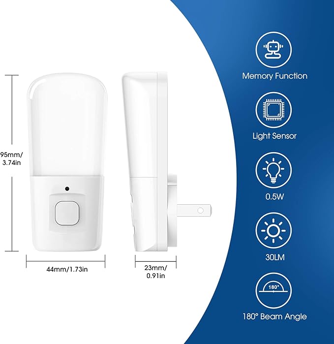 L LOHAS LED Night Light Kids, Plug in LED Night Lights for Kid, 9-Color Changing, Bright Nightlight with Dusk to Dawn Sensor, Plug-in Night Light for Hallway Stairway Bedroom Christmas Gift, 2 Pack