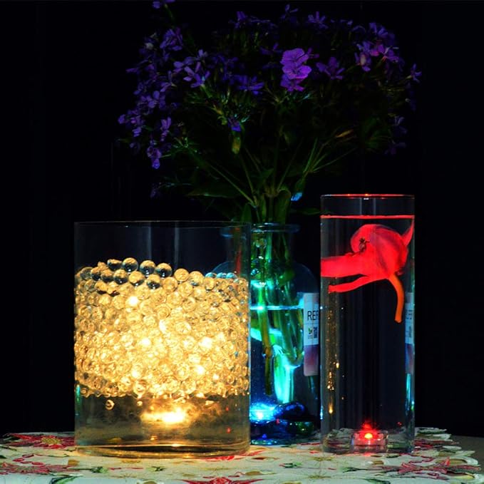 Mini Submersible LED Lights, Waterproof Small LED Tea Lights Candle with Remote Battery Operated,RGB Color Changing for Vase Home Party Wedding Table Centerpieces,10 Pack