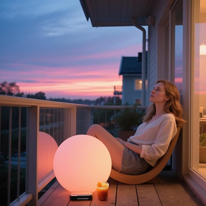 16 Inch Ultra-Fun LED Ball Light, Rechargeable Globe Floor Lamp w/Remote, 16 RGB Color Changing LED Glowing Orb Light, Waterproof Outdoor Ambiance Lighting, Pool Party Garden Patio Decor