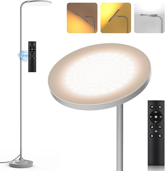 36W LED Floor Lamp, Super Bright Standing Lamp, Modern Stepless Dimmable Torchiere Tall Lamp with Remote Control, 350°Rotating Head Reading Floor Lamp for Living Room, Bedroom, Office