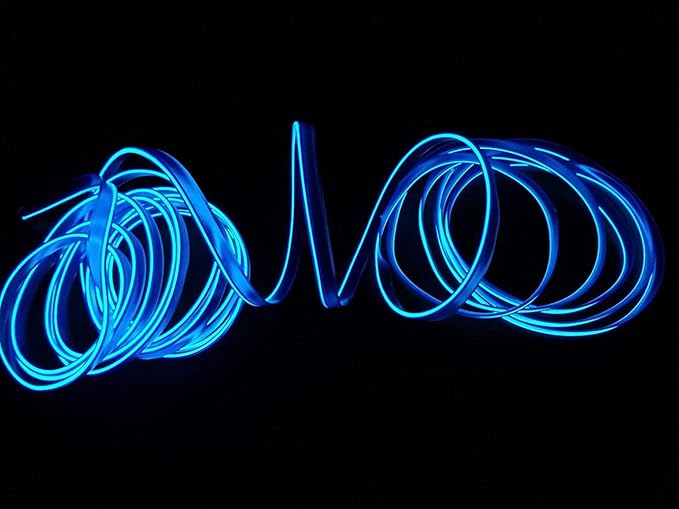 ABALDI Interior Car Lights El Wire Rope Lights DC 12V Driver Neon Atmosphere Glowing Strobing Electroluminescent Light Car Interior Decoration(5m/16ft,Blue)