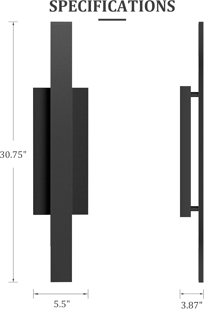 LamQee 31 inch Aluminum Long Outdoor Wall Lights, 3000K 1600LM 32W LED Modern Exterior Lighting Fixtures, IP65 Waterproof Matte Black Linear Outside Sconce Wall Mount for House Porch Patio Garage Door