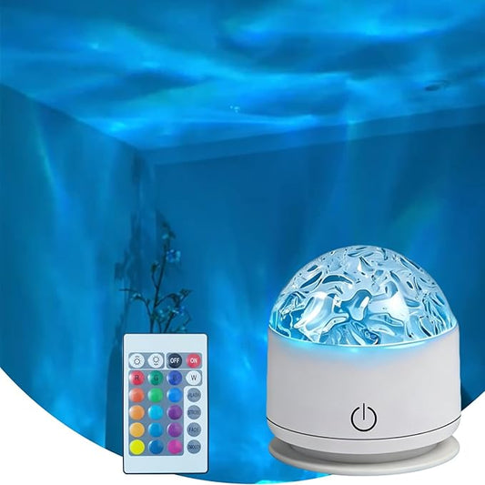 Ocean Lamp Water Light Projector - Water Ripple Projector Light Cube Aurora Northern Lights Wave Ripple Night Light for Bedroom (Circle)