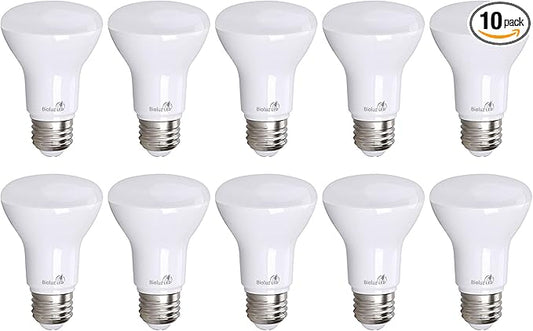 Bioluz LED Light Bulb BR20 Light Bulbs 2700K Bright Warm White LED Bulbs 6W=50W Replacement 90 CRI 540 Lumen Indoor/Outdoor UL Listed CEC Title 20 Compliant Home Decor LED Lights for Bedroom - 10 Pack