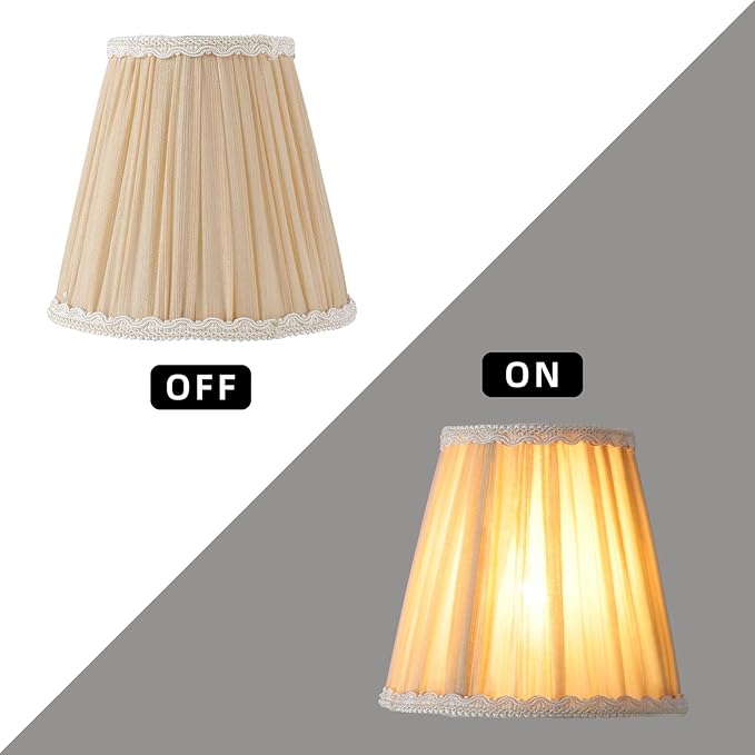 Lampshades Chandelier Lamp Shades Small Pleated Empire Clip-on Fitter Lampshade 6"x3 3/4"xH5 3/5" Gold Linen Small Lamp Shade Set of 6