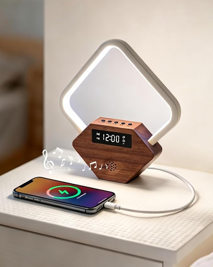 Sunrise Alarm Clock for Bedrooms Heavy Sleepers 15 Sleep Sounds White Noise Machine Baby/Adults 3 Color Table Lamp 10 Ringtones with PD22.5W USB C Fast Charger Birthday Gifts for Women