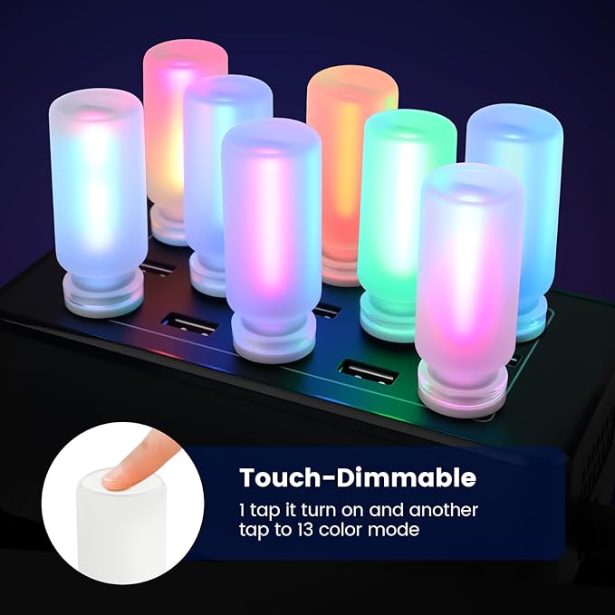Kairiyard 2 PCS USB Interior Car Lights, Touch Control 7 Color 13 Modes Plug-in Retro LED Ambient Dynamic Night Lights for Car Camping Holiday Decoration Bedroom (Multicolor)