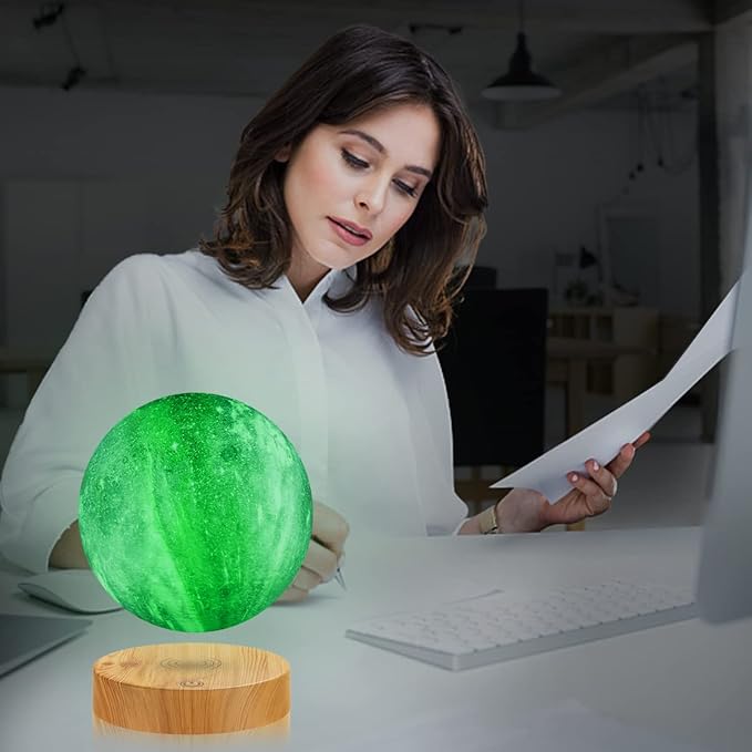 VGAzer Levitating Moon Lamp,Floating and Spinning in Air Freely with 3D Printing LED Moon Light Has 16 Colors 20 Modes for Unique Christmas Gifts,Room Decor (16 Colors Galaxy Moon)
