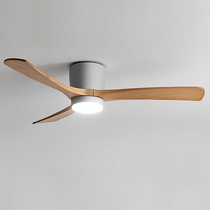 48in Quiet Ceiling Fans with Light ETL Listed Ceiling Fan Lights Living Room Bedroom ‎Remote Ceiling Lighs Fan Lighting 6 Gear Wind Speed Grey Ceiling Fan Light Wooden Fan Blades
