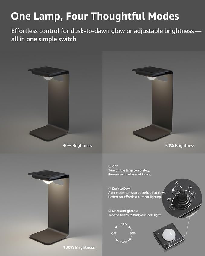 Outdoor Floor Lamp,Solar Lights Outdoor,Solar Lanterns Outdoor Waterproof IP65,4000mAh Li-ion Battery Smart Lamp,Outdoor Lantern for Backyard Decor,Table Lamp for Patio Decor,Black Lamp,XL