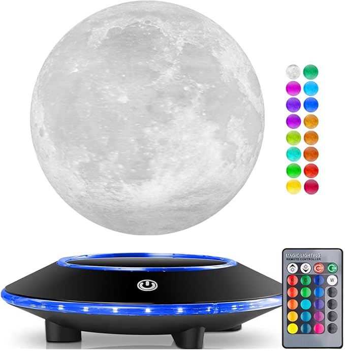 Magnetic Levitating Moon Lamp Rotating Floating Moon Lamp 16 Colors Moon Night Light Levitating Lamp Decorative Lights for Room