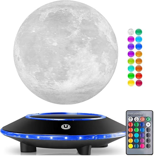 Magnetic Levitating Moon Lamp Rotating Floating Moon Lamp 16 Colors Moon Night Light Levitating Lamp Decorative Lights for Room