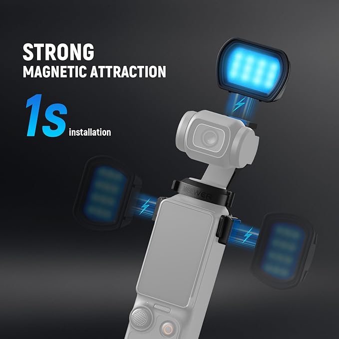 NEEWER Silicone Stand Base & Basics Magnetic RGB Light Compatible with DJI OSMO Pocket 3 Gimbal Camera & Creator Combo Accessories, ?64mm Nonslip Soft Stable Anti Scratch Desktop Mount Support Base