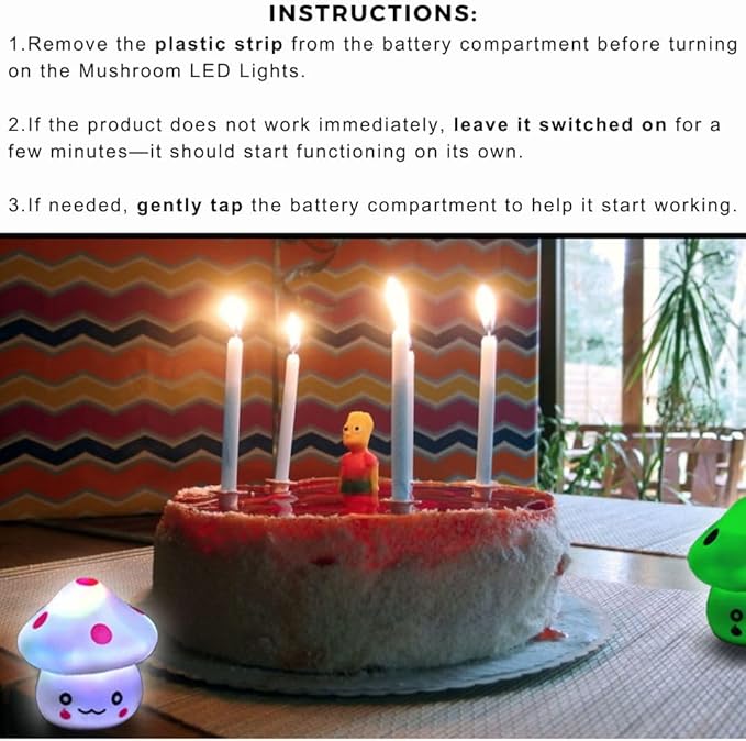 TornadoZ LED Light Up Color Changing Mushroom Toy (8 Pcs) | Multi-Color Flashing LED Night Light Lamp | Cute & Fun Creative Kids Toy | Home, Birthday & Party Decoration Gift Set