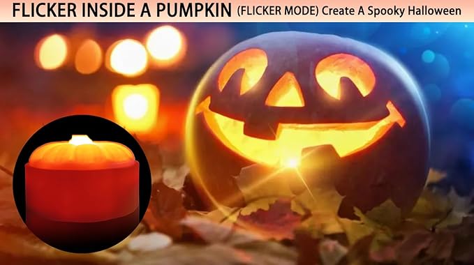 Halloween Pumpkin Lights with Timer Remote, Battery Operated Orange LED Pumpkin Lights Halloween Decor Flickering Jack-O-Lantern for Pumpkins Home Decorations (4PACK)
