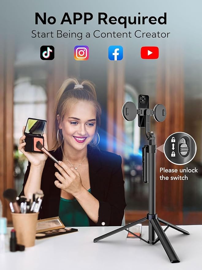 USKEYVISION Auto Face Tracking Tripod 360 Rotation,Phone Tripod for iPhone w/Fill Light,Selfie Stick for iPhone w/Remote Control,70” Phone Holder Video Recording for Content Creators TikTok(UTK-02)