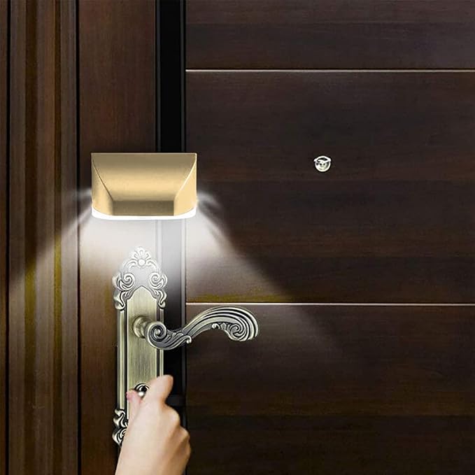 Key Light Door Light, Small Motion Sensor Light with 4 LED Bulbs, Battery Powered Night Lights for Hallway, Stairway, Kitchen, Closet, Bedroom (Gold)