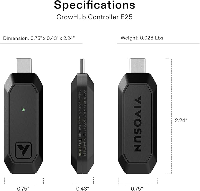 VIVOSUN GrowHub Controller E25 for Grow Tent Cooling Ventilation Lighting, Supports Smart Grow System Devices, Easy to Install & Use, WiFi App Controllable, Expansion Port for E42/E42A (Pack of 2)