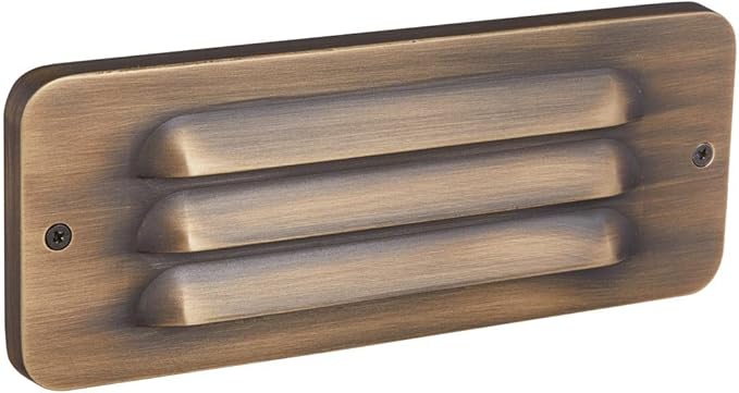 VOLT Cast Brass 12V 3W 2700K Warm White Thin LED Louvered Outdoor Step Light (20 Lumens) for Low Voltage Landscape Lighting