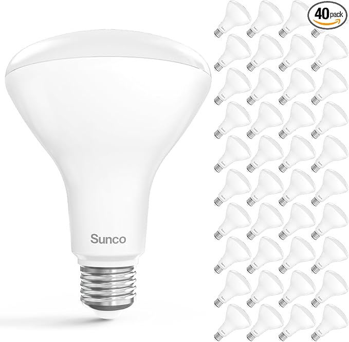 Sunco 40 Pack BR30 Light Bulbs LED, Recessed Can Light Bulbs, Indoor Flood Bulb, 850 LM, 11W (65W Equivalent), 6000K Daylight Deluxe, Dimmable, E26 Base, for Home, Kitchen, Bedroom UL.