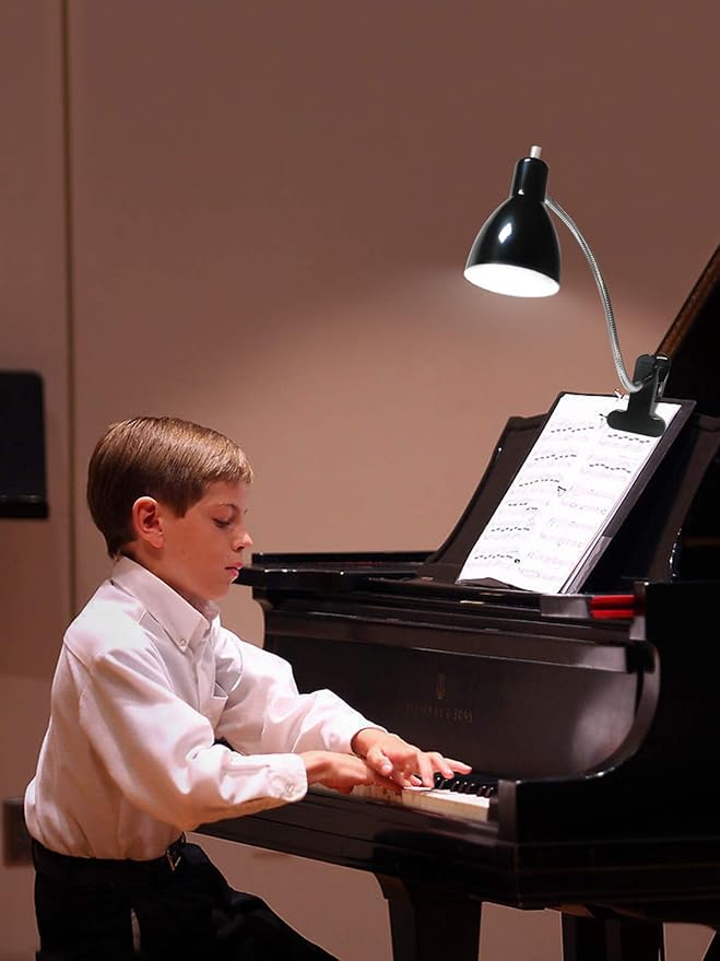 Desk lamp Eye-Caring Table Lamps, 360°Rotation Gooseneck Clip on Lamp Reading Light Portable Reading Book Light Clamp Study Desk Lamps for Bedroom and Office Home Lighting (Black)