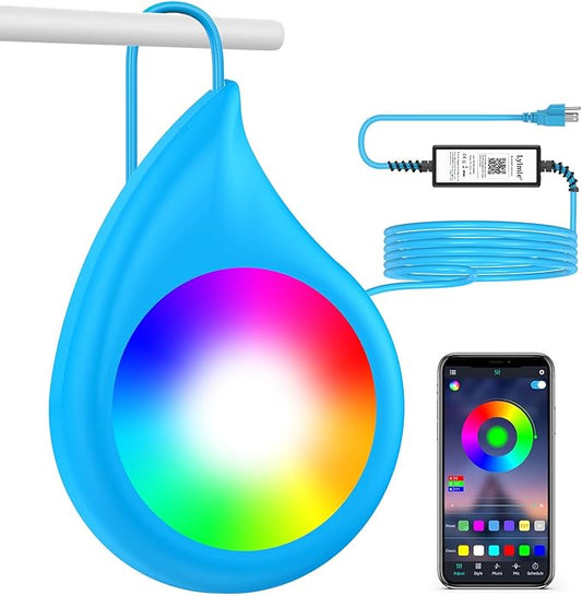 LyLmLe LED Pool Lights with APP Control, 20W RGB Dimmable Underwater Submersible Light with Magnets, 800lm, IP68 Waterproof Color Changing 12V Pool Lights for Inground Aboveground Pools, 26ft Cord